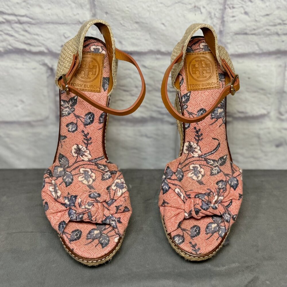 Tory Burch Olea Floral Twist Ankle Strap Espadrille Sandals - Picture 3 of 6